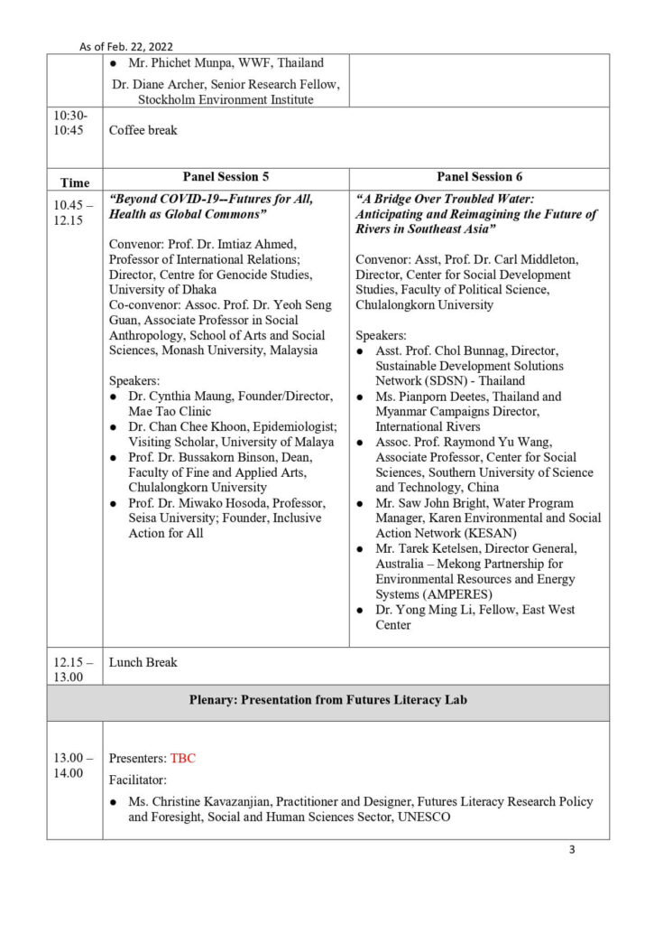 International Conference Programs P3-Chula Futures Literacy Week