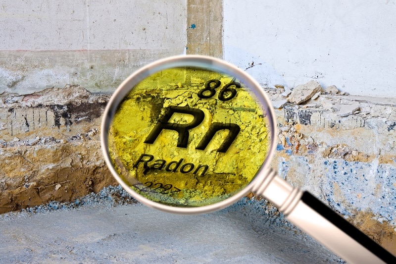 Radon is commonly found in houses and buildings.