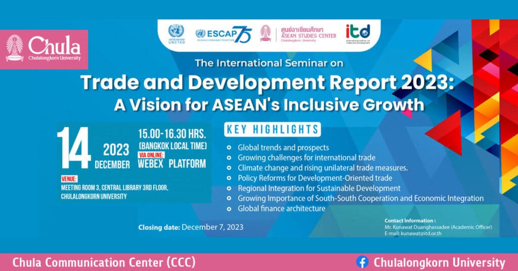 The International Seminar on “Trade and Development Report 2023: A Vision for ASEAN’s Inclusive Growth”