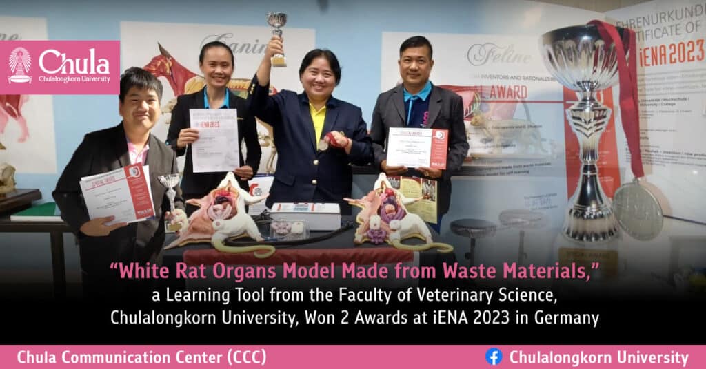 “White Rat Organs Model Made from Waste Materials,” a Learning Tool from the Faculty of Veterinary Science, Chulalongkorn University, won 2 Awards at iENA 2023 in Germany