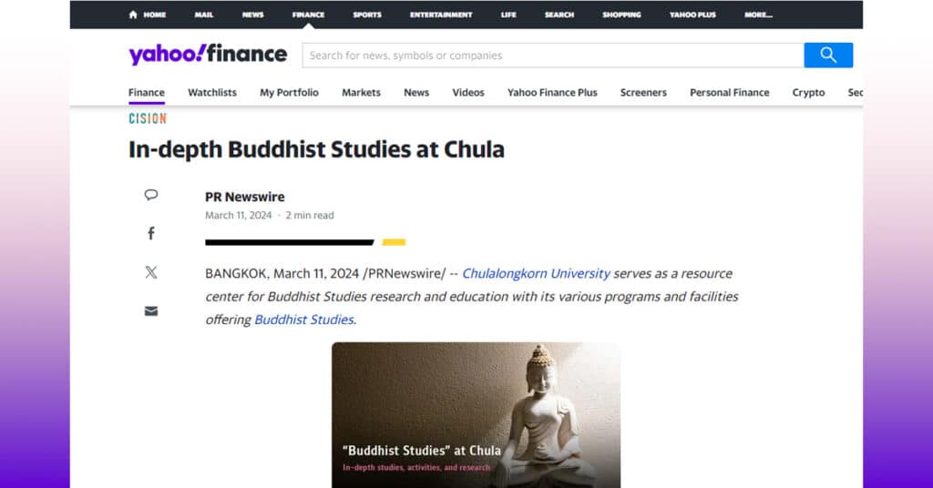 Clipping-ENG-In-depth Buddhist Studies at Chula