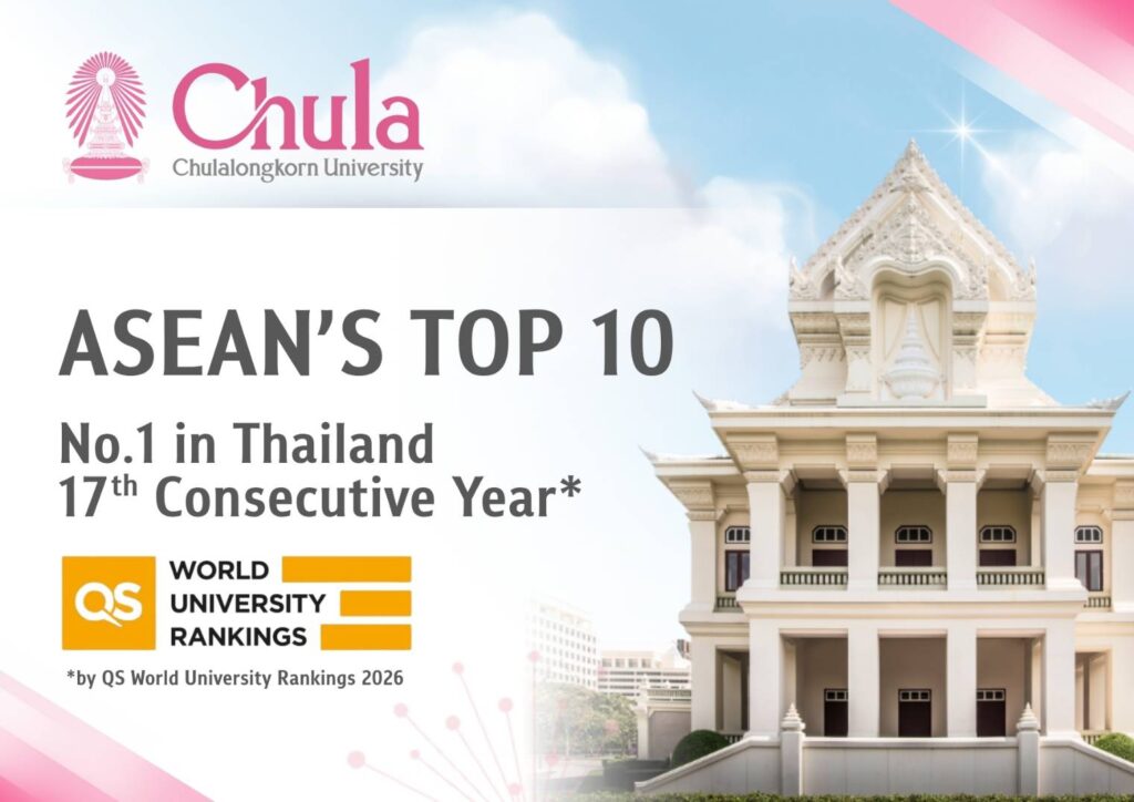 Chulalongkorn University Ranked Top 10 in ASEAN and No. 1 in Thailand by QS World University Rankings 2026 