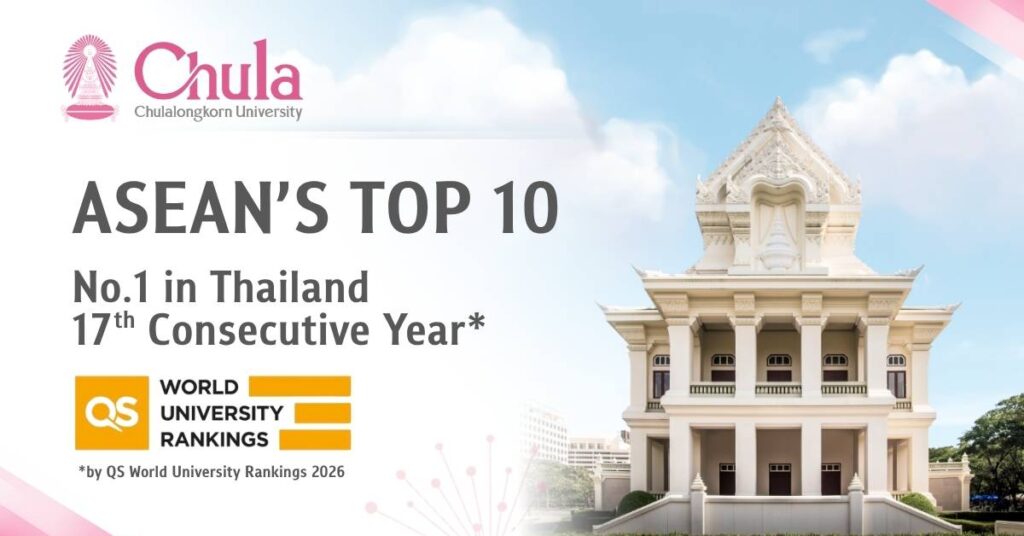 Chulalongkorn University Ranked Top 10 in ASEAN and No. 1 in Thailand by QS World University Rankings 2026 