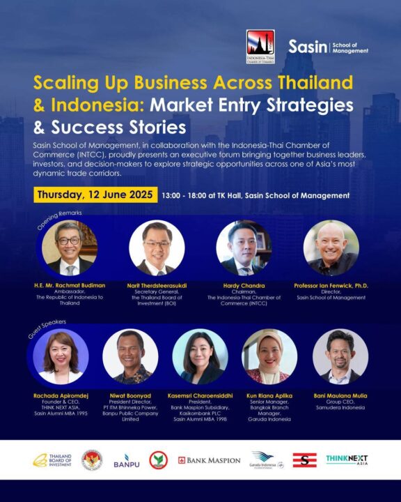 Sasin and INTCC to Host Executive Forum on Scaling Up Business Across Thailand & Indonesia