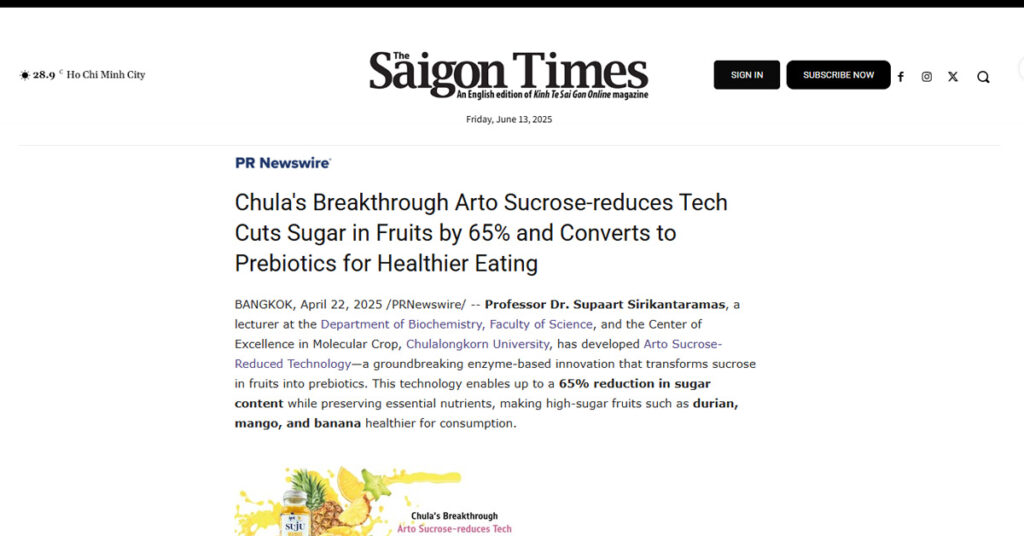 TheSaigonTimes-Chula's Breakthrough Arto Sucrose-reduces Tech Cuts Sugar in Fruits by 65%