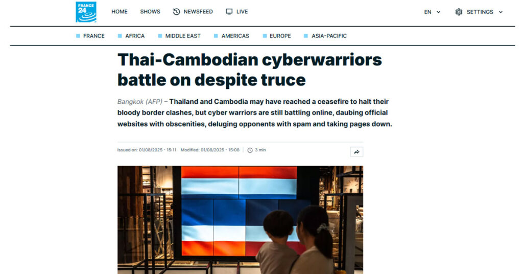 AFP_Thai-Cambodian Cyberwarriors Battle on Despite Truce