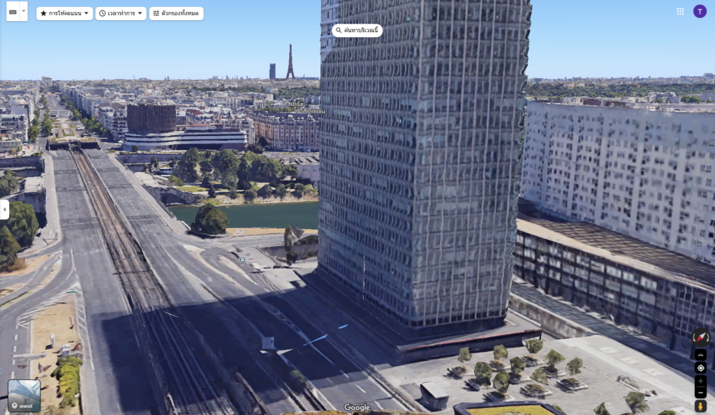 การค้นหาสถานที่จริงด้วย Google Map แบบสามมิติ โดยเทียบมุมมองจากภาพถ่าย
