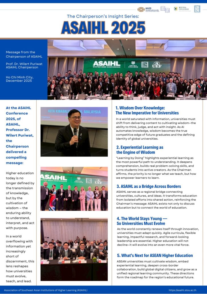 Chula President Leads ASAIHL 2025 with Vision for Experiential Learning 